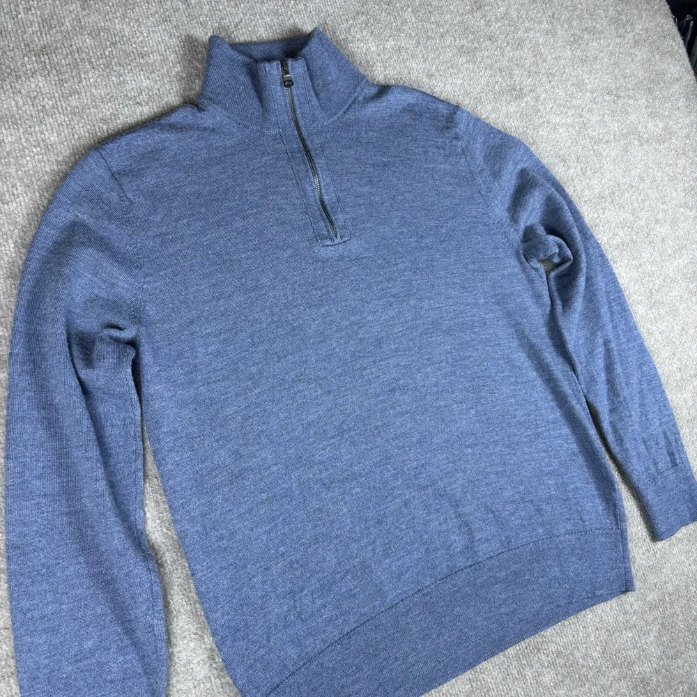 Banana Republic 100% Merino Wool 1/4 Zip Sweater Blue Men's Small S Pullover